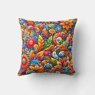 Colourful flowers and designs cushion