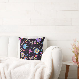 Colourful Flowers and Leafs Cushion