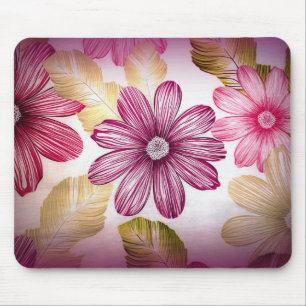 Colourful Flowers And Leafs Mouse Mat