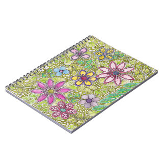 Colourful Flowers and Leaves Notebook