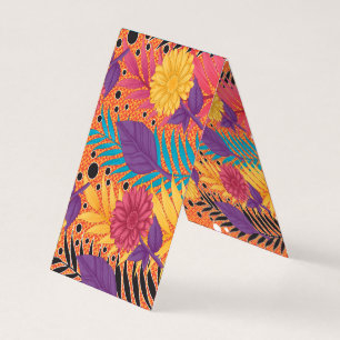 colourful flowers and leaves on a black background business card