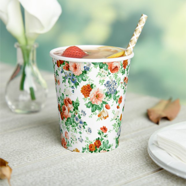 Colourful Flowers And Pink & Red Roses Paper Cups (Insitu)