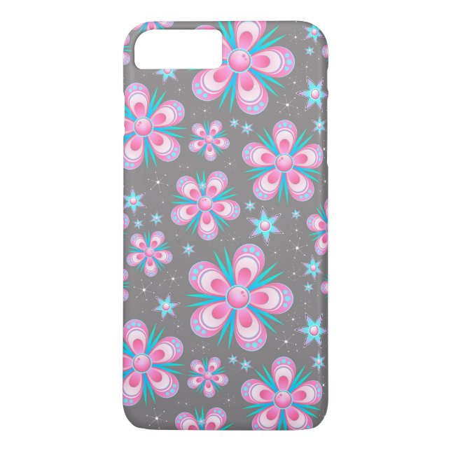 colourful flowers and stars phone case (Back)
