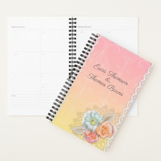 Colourful Flowers And White Lace Planner (Display)
