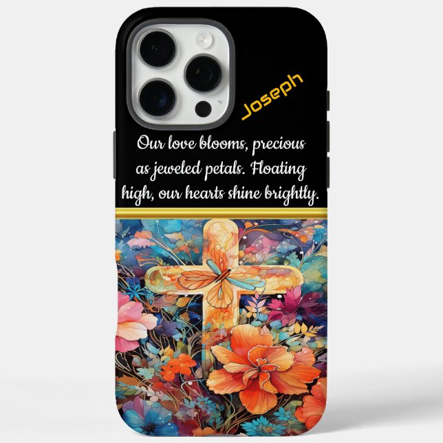 Colourful Flowers Around a Cross Case-Mate iPhone Case (Back)