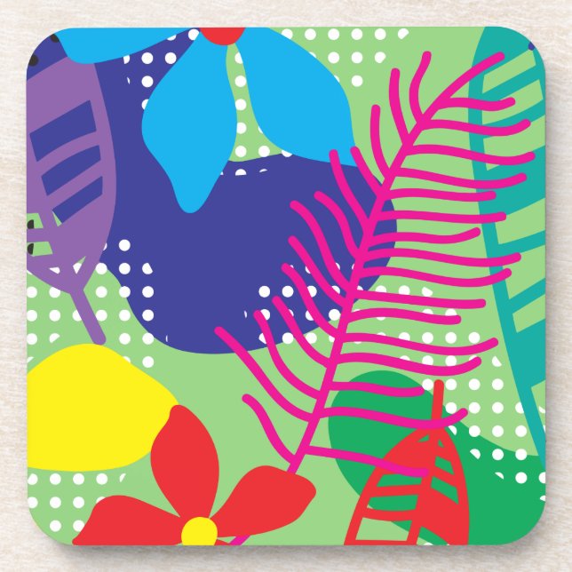 Colourful flowers background coaster (Front)