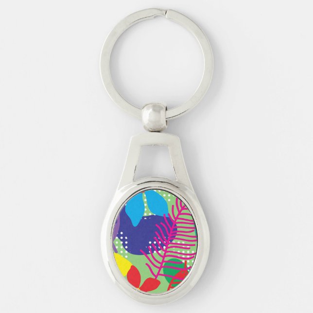 Colourful flowers background key ring (Front)