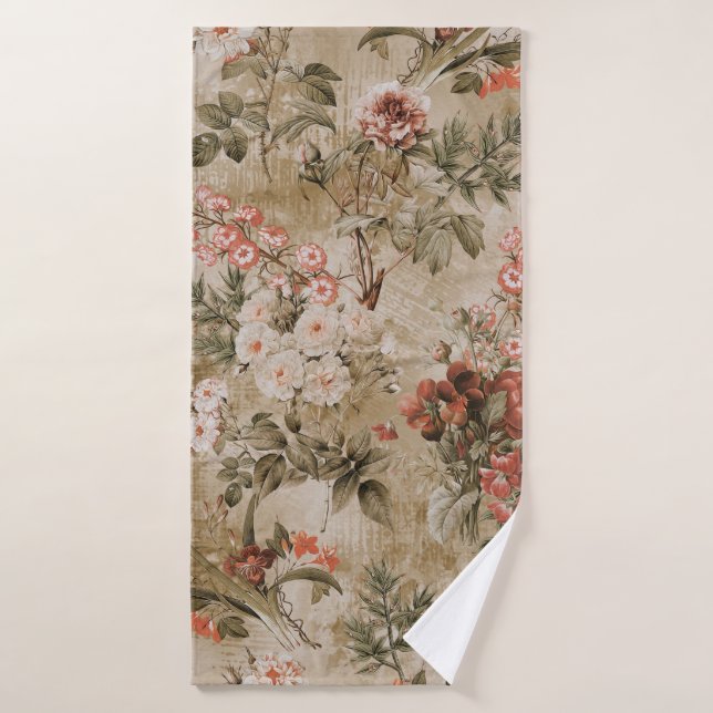 colourful flowers background. watercolor Illustrat Bath Towel (Bath Towel)