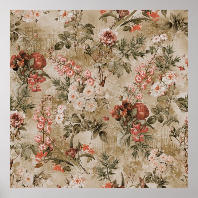 colourful flowers background. watercolor Illustrat Poster (Front)