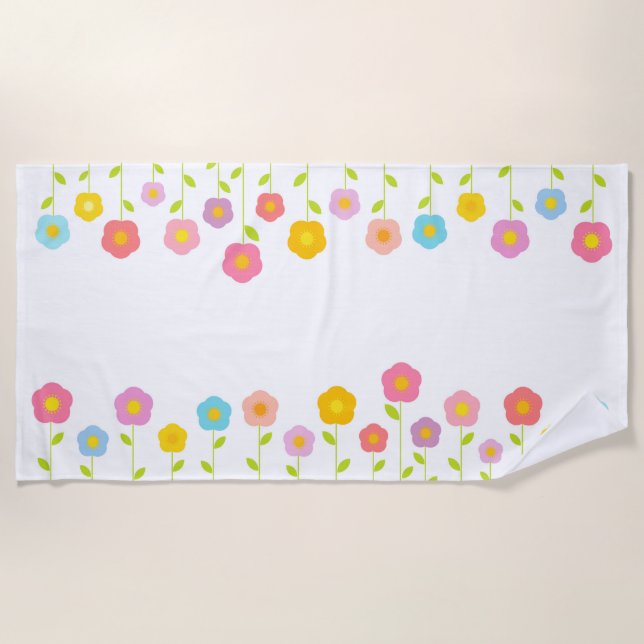 Colourful flowers beach towel (Front)