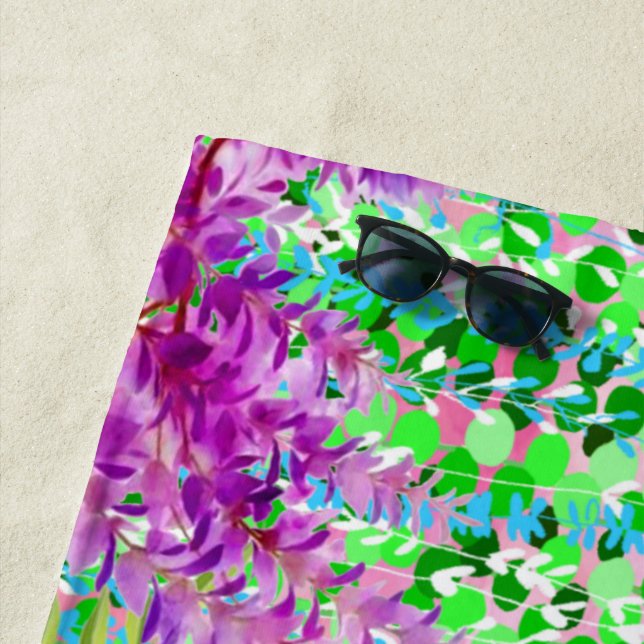 Colourful Flowers Beach Towel (In Situ)