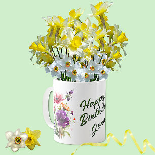 Colourful Flowers Birthday Greetings Coffee Mug
