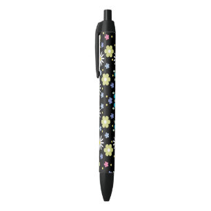 Colourful Flowers      Black Ink Pen