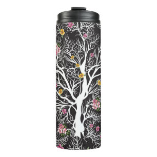 Colourful Flowers: Black Tree Seamless Thermal Tumbler