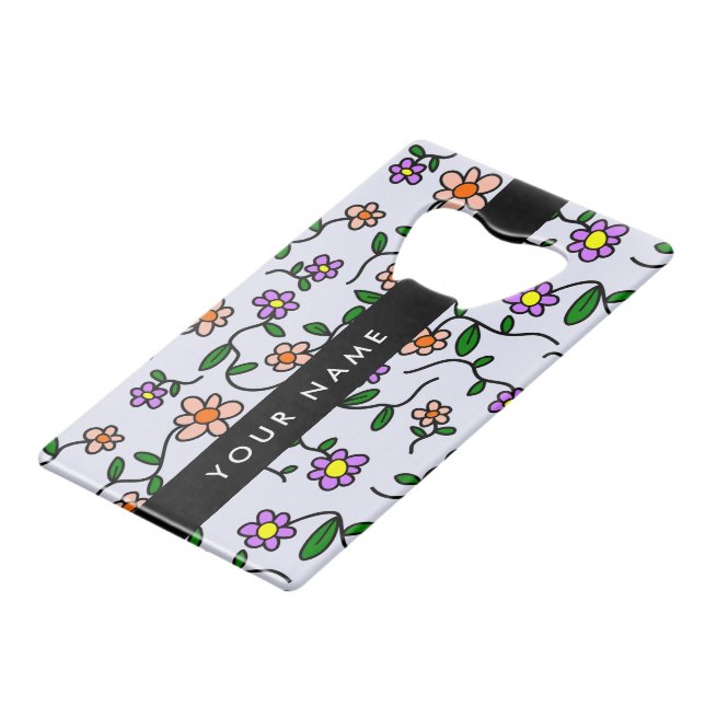 Colourful Flowers, Blue Background, Black (Front Angled)