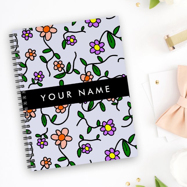 Colourful Flowers, Blue Background, Black Planner (Creator Uploaded)