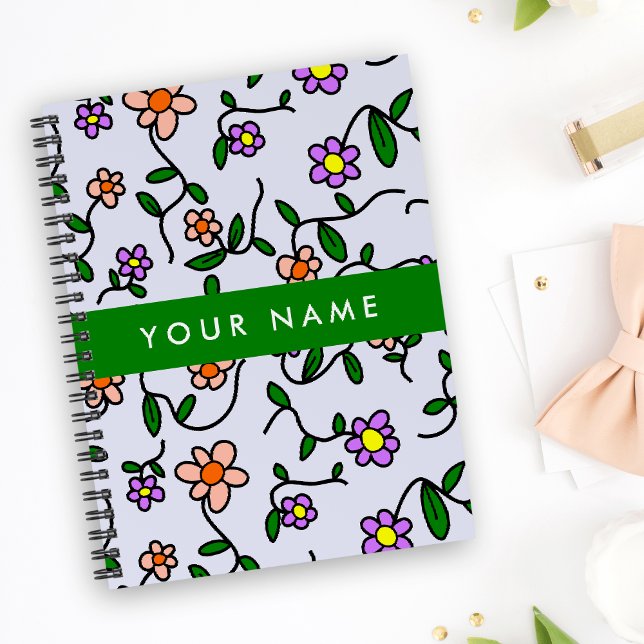 Colourful Flowers, Blue Background, Green Planner (Creator Uploaded)