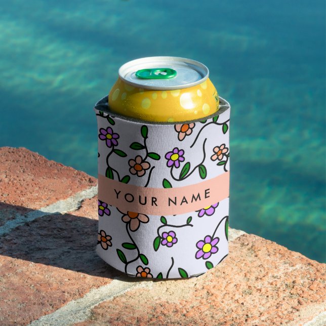 Colourful Flowers, Blue Background, Orange Can Cooler (In Situ Pool)