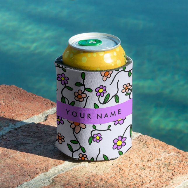 Colourful Flowers, Blue Background, Purple Can Cooler (In Situ Pool)