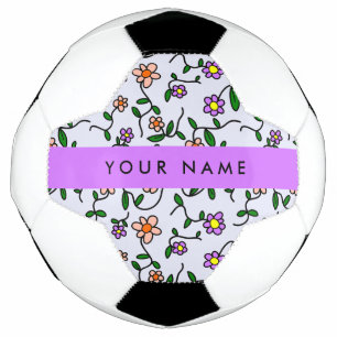 Colourful Flowers, Blue Background, Purple Football