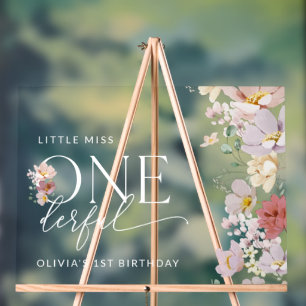 Colourful Flowers, Boho, First Birthday Welcome Acrylic Sign