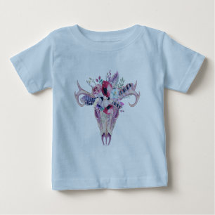 Colourful flowers boho skull baby T-Shirt