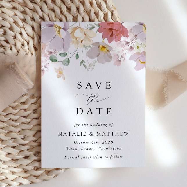Colourful Flowers, Boho, Wedding Save The Date (Creator Uploaded)