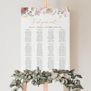 Colourful Flowers, Boho, Wedding Seating Chart