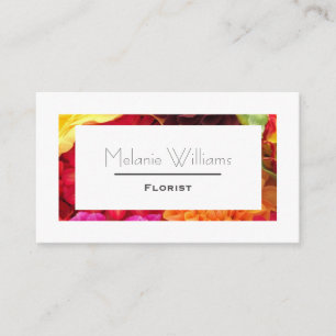 Colourful Flowers Border Frame Elegant Florist Business Card