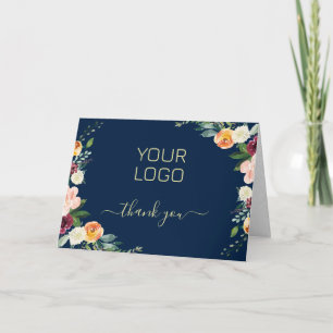 Colourful flowers border thank you card