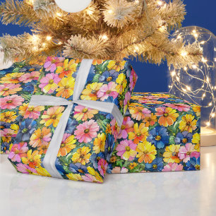 Colourful Flowers Botanical Garden Floral Pattern Wrapping Paper