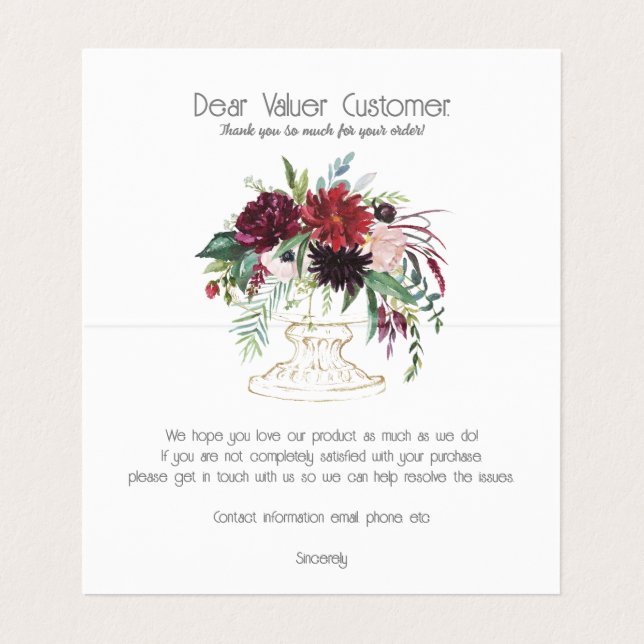 Colourful flowers bouquet business card (Inside Unfolded)