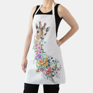 Colourful Flowers Bouquet Giraffe Apron