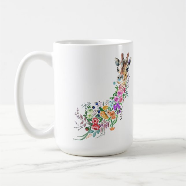 Colourful Flowers Bouquet Giraffe Coffee Mug Sprin (Left)
