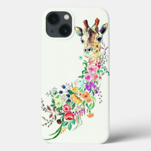 Colourful Flowers Bouquet Giraffe - Drawing Art iPhone 13 Case