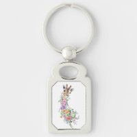 Colourful Flowers Bouquet Giraffe - Drawing Modern