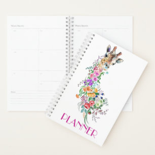 Colourful Flowers Bouquet Giraffe - Drawing Modern Planner