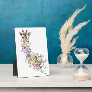 Colourful Flowers Bouquet Giraffe - Drawing Modern Plaque