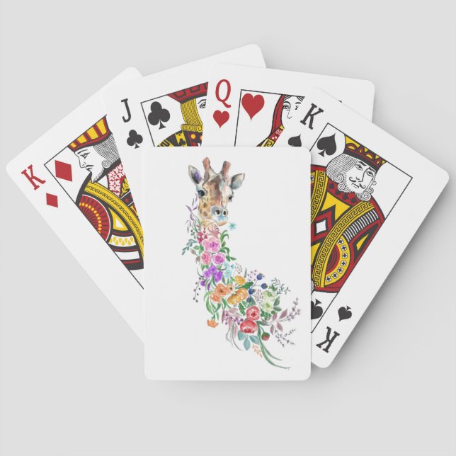 Colourful Flowers Bouquet Giraffe - Drawing Modern Playing Cards (Back)