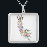 Colourful Flowers Bouquet Giraffe - Drawing Modern Silver Plated Necklace<br><div class="desc">Colourful Flowers Bouquet Giraffe - Drawing Modern Sweet Romantic Floral Animal Collection By MIGNED</div>