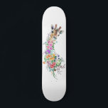 Colourful Flowers Bouquet Giraffe - Drawing Modern Skateboard<br><div class="desc">Colourful Flowers Bouquet Giraffe - Drawing Modern Sweet Romantic Floral Animal Collection By MIGNED</div>