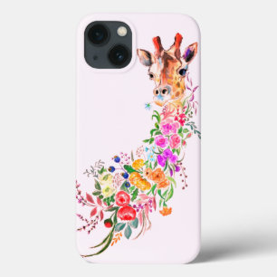 Colourful Flowers Bouquet Giraffe - Drawn by Migne iPhone 13 Case