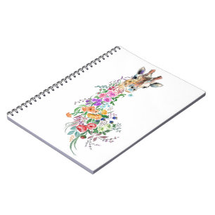 Colourful Flowers Bouquet Giraffe Notebook