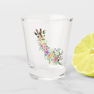 Colourful Flowers Bouquet Giraffe - Painting Shot Glass