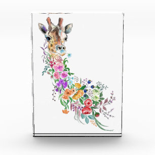 Colourful Flowers Bouquet Giraffe Photo Block 