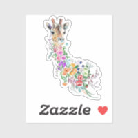 Colourful Flowers Bouquet Giraffe Sticker Spring