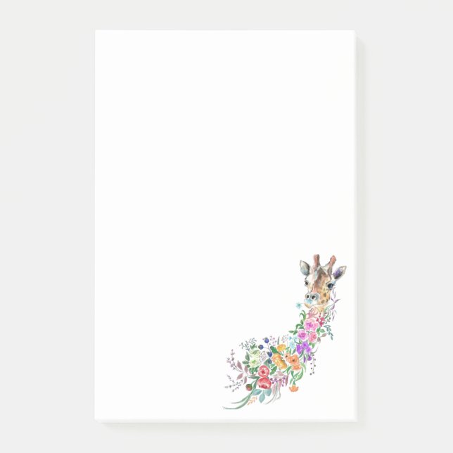 Colourful Flowers Bouquet Giraffe Sticky Notes (Front)