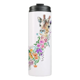 Colourful Flowers Bouquet Giraffe Thermal Tumbler