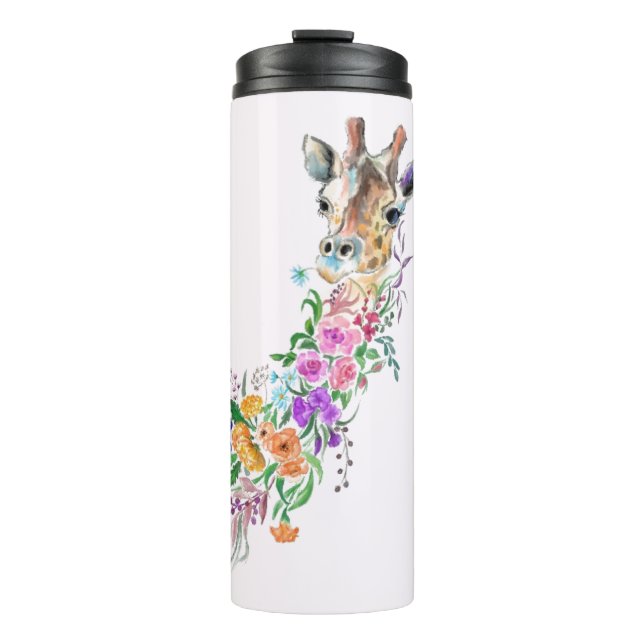 Colourful Flowers Bouquet Giraffe Thermal Tumbler (Front)