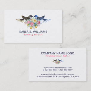 Colourful Flowers Bouquet & Love Birds Business Card